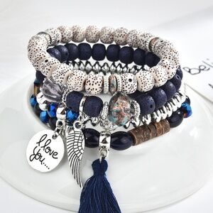 💙 Blue Beaded Bracelet Stack Boho